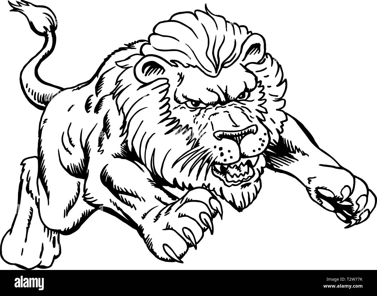 Lion Attacking Vector Illustration Stock Vector