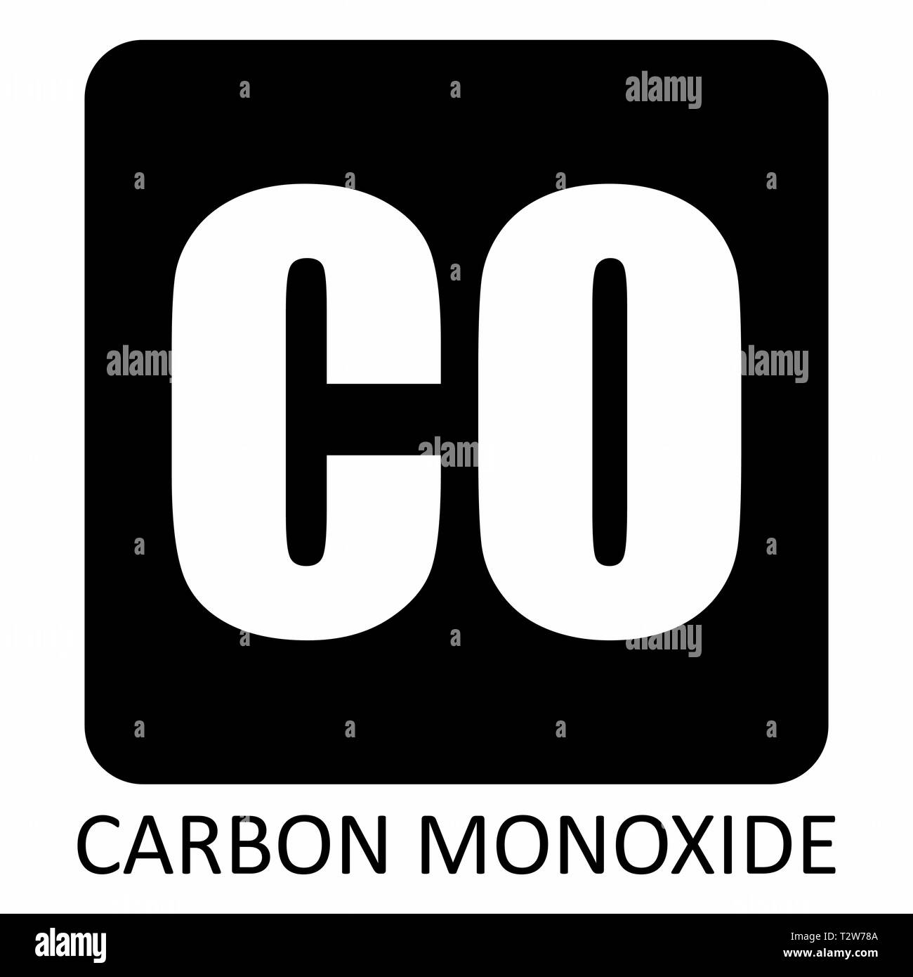 The white Carbon Monoxide symbol illustration on dark background Stock Vector