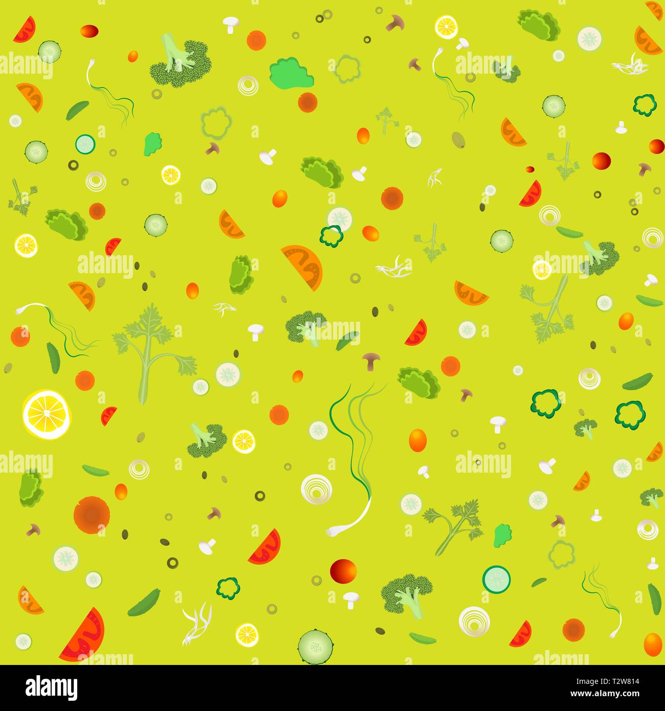 Vegetable pattern for web and print decoration vector illustration on light green  background Stock Vector