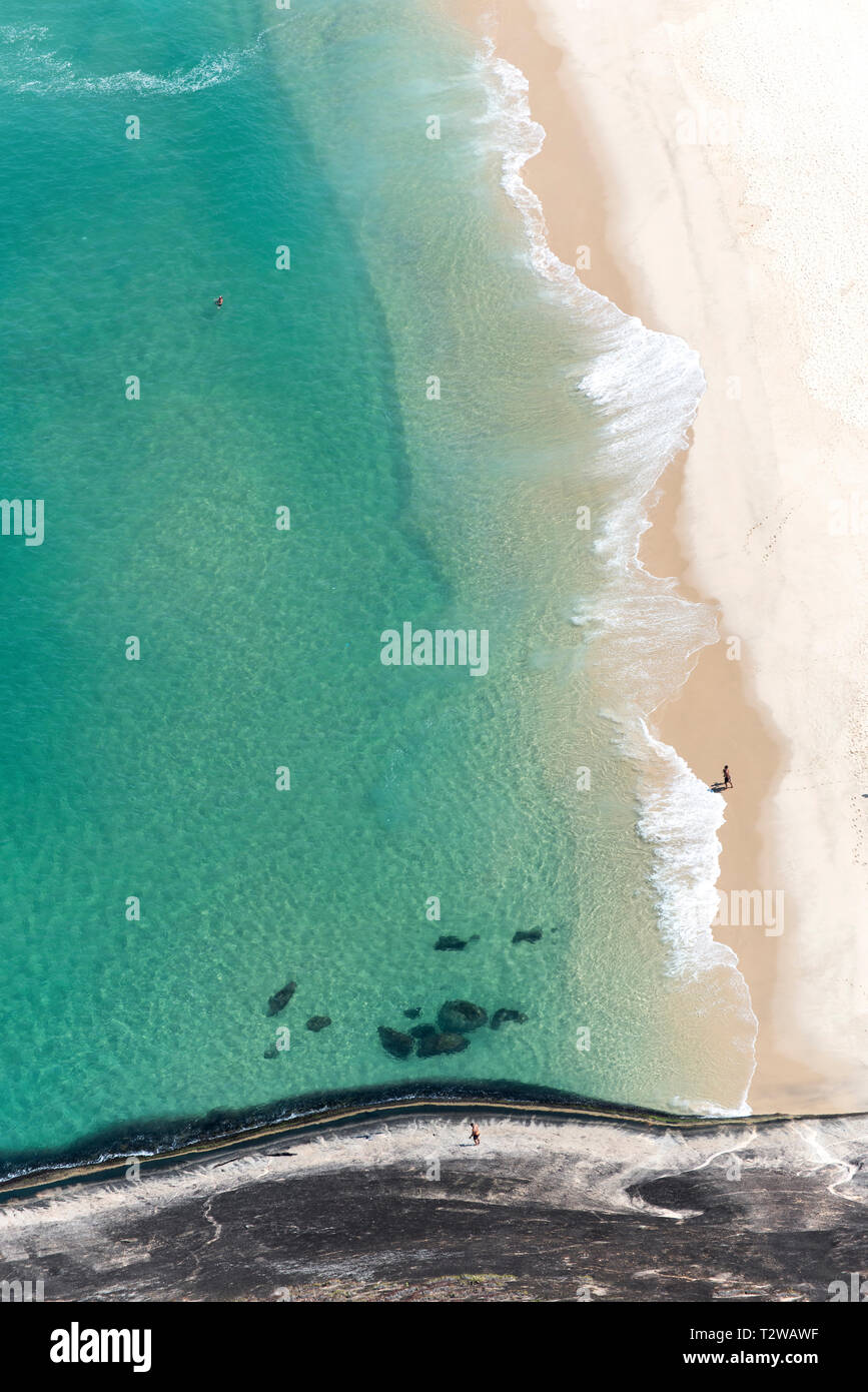 Aerial photograph of a blue water beach. Stock Photo
