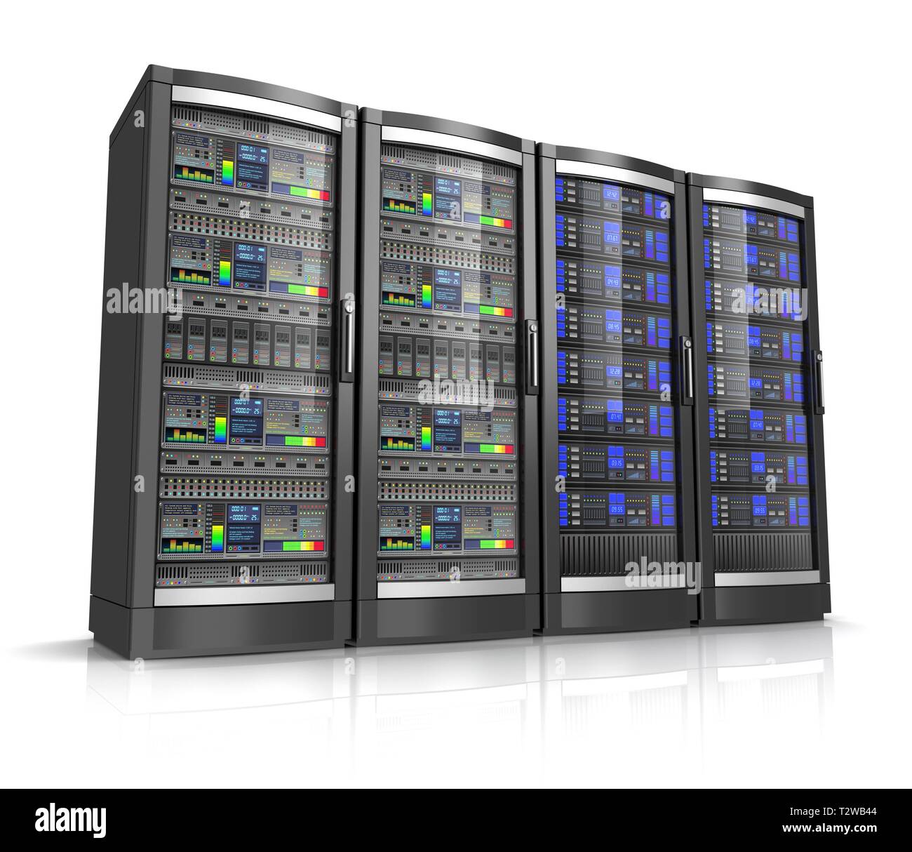 network workstation servers 3d illustration isolated on white
