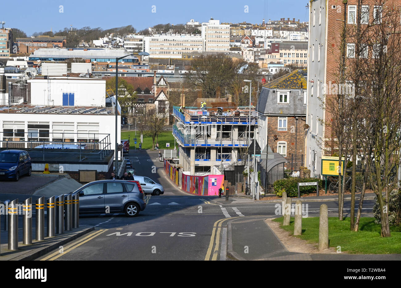 Circus Street construction site in Brighton . The former fruit and vegetable market in central Brighton is being transformed Stock Photo