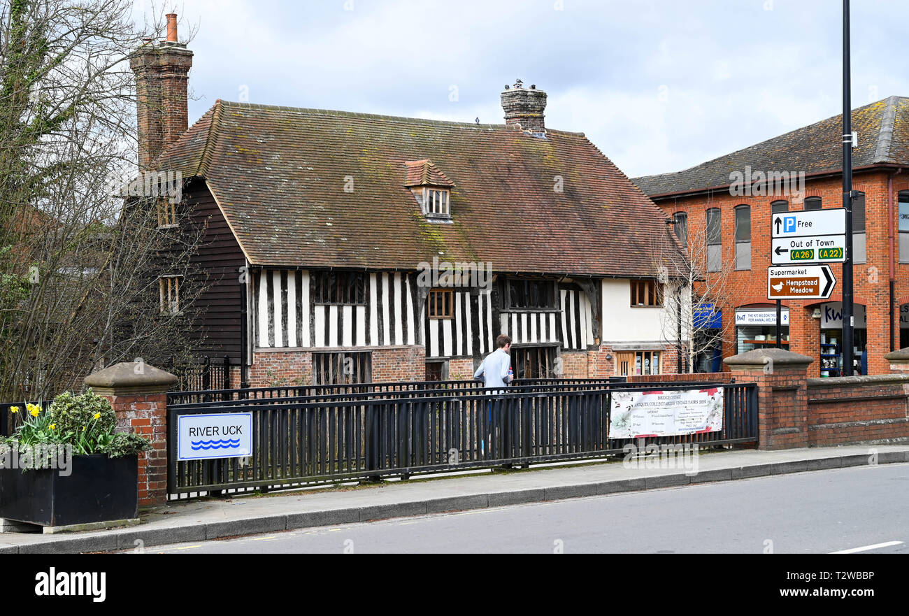 Uckfield East Sussex England UK - Timber house at entrance to  the Bell Walk precinct Stock Photo