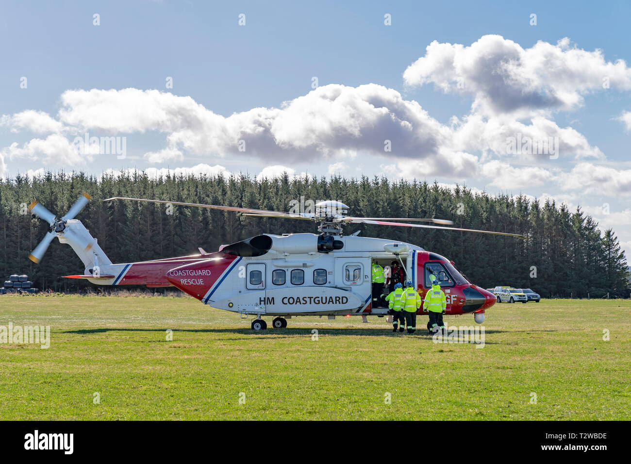 This is a from the HMCG Training Exercise relative to new staff at Boyndie Airfield, Aberdeenshire, Scotland on Saturday 30 March 2019. Photographed b Stock Photo