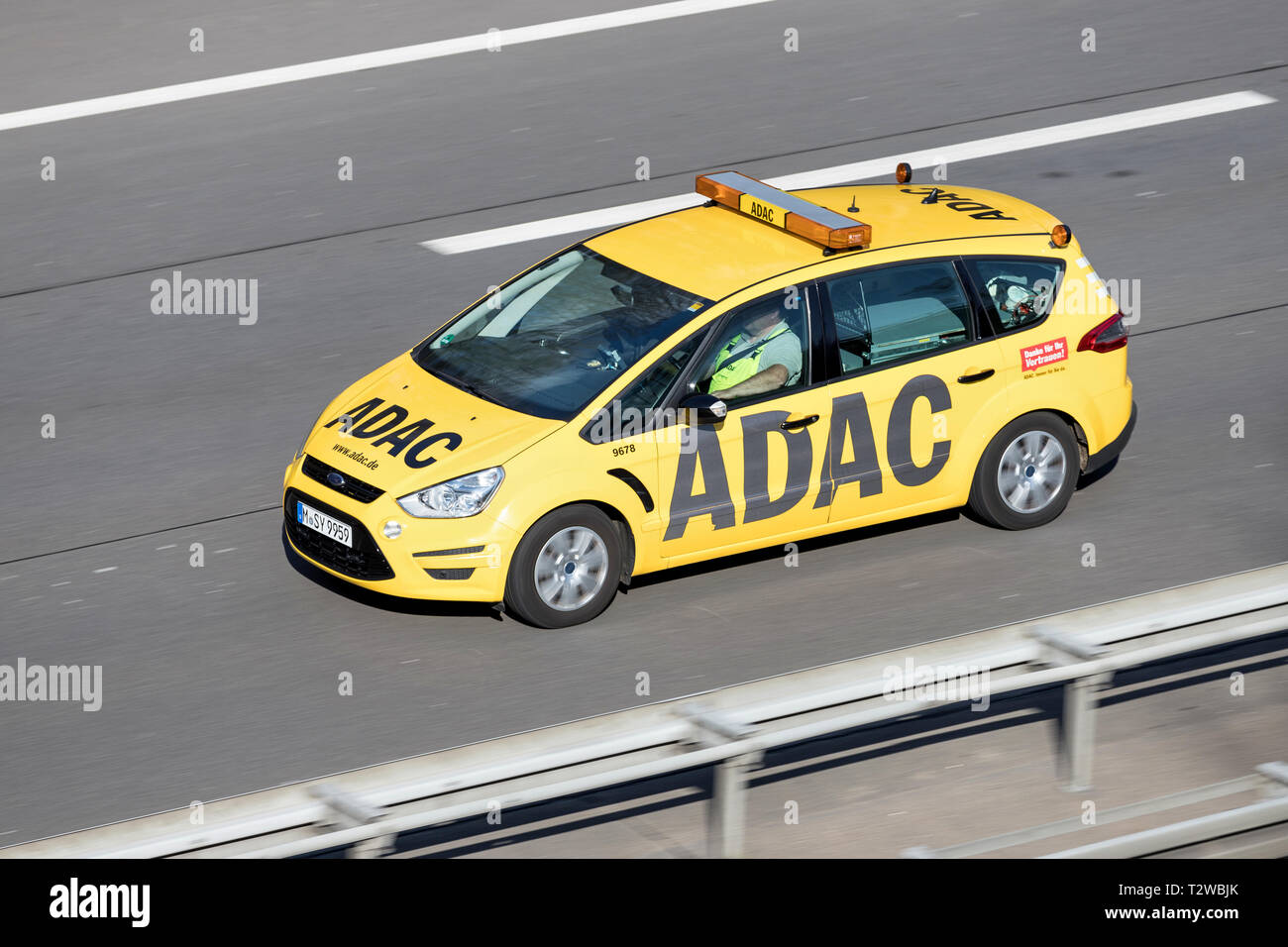 ADAC car on motorway. German ADAC it is the largest automobile club in  Europe Stock Photo - Alamy