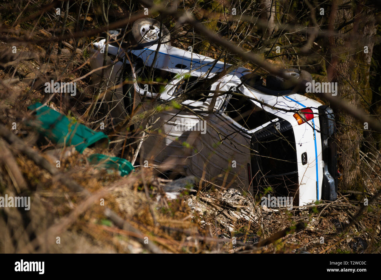 Wrecked Car off a Logging Road in Mission, British Columbia, Canada
