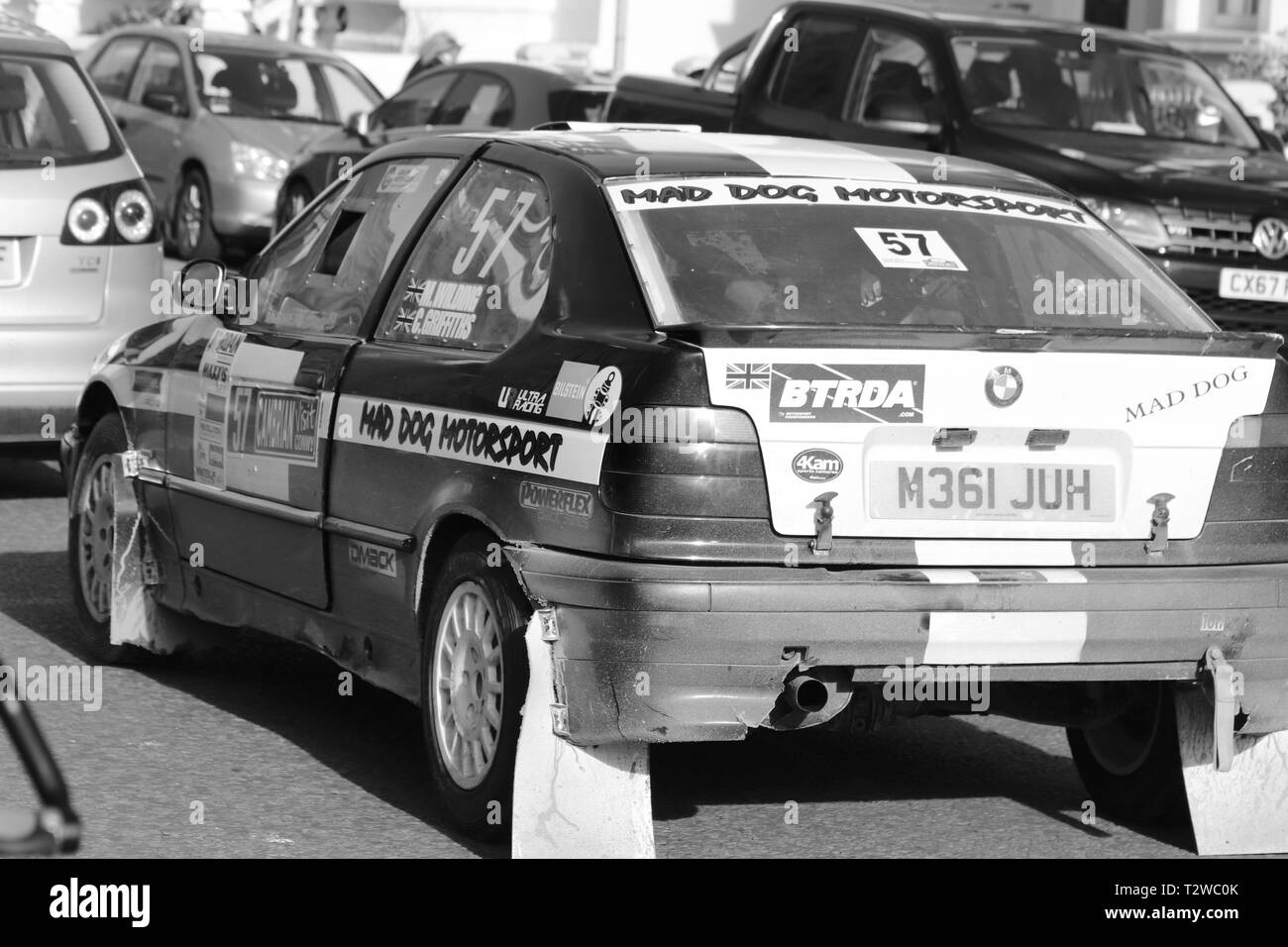 Cambrian rally, Llandudno, Wales. the images are taken in monochrome Stock Photo