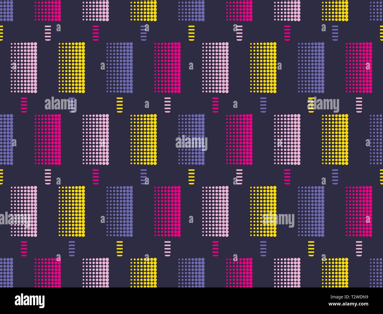 Ice cream pop art seamless pattern. Dots are multi-colored, dotted. Vector illustration Stock Vector