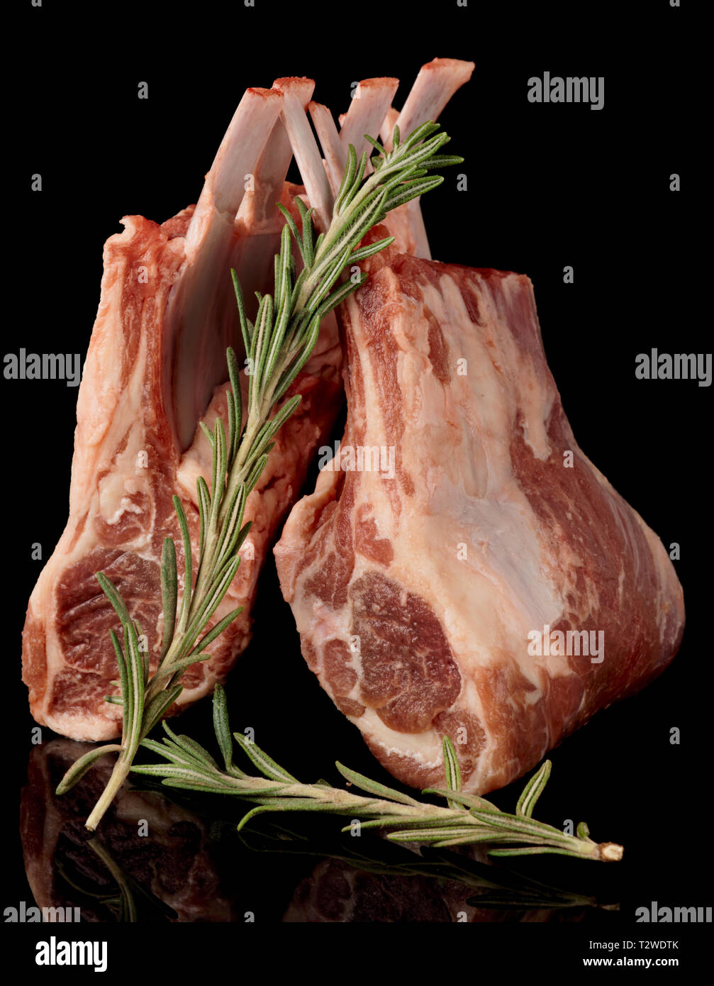 Rack Of Lamb Fat Side Up On A Blue Plate And Isolated On A White  Background. Stock Photo, Picture and Royalty Free Image. Image 13877134.