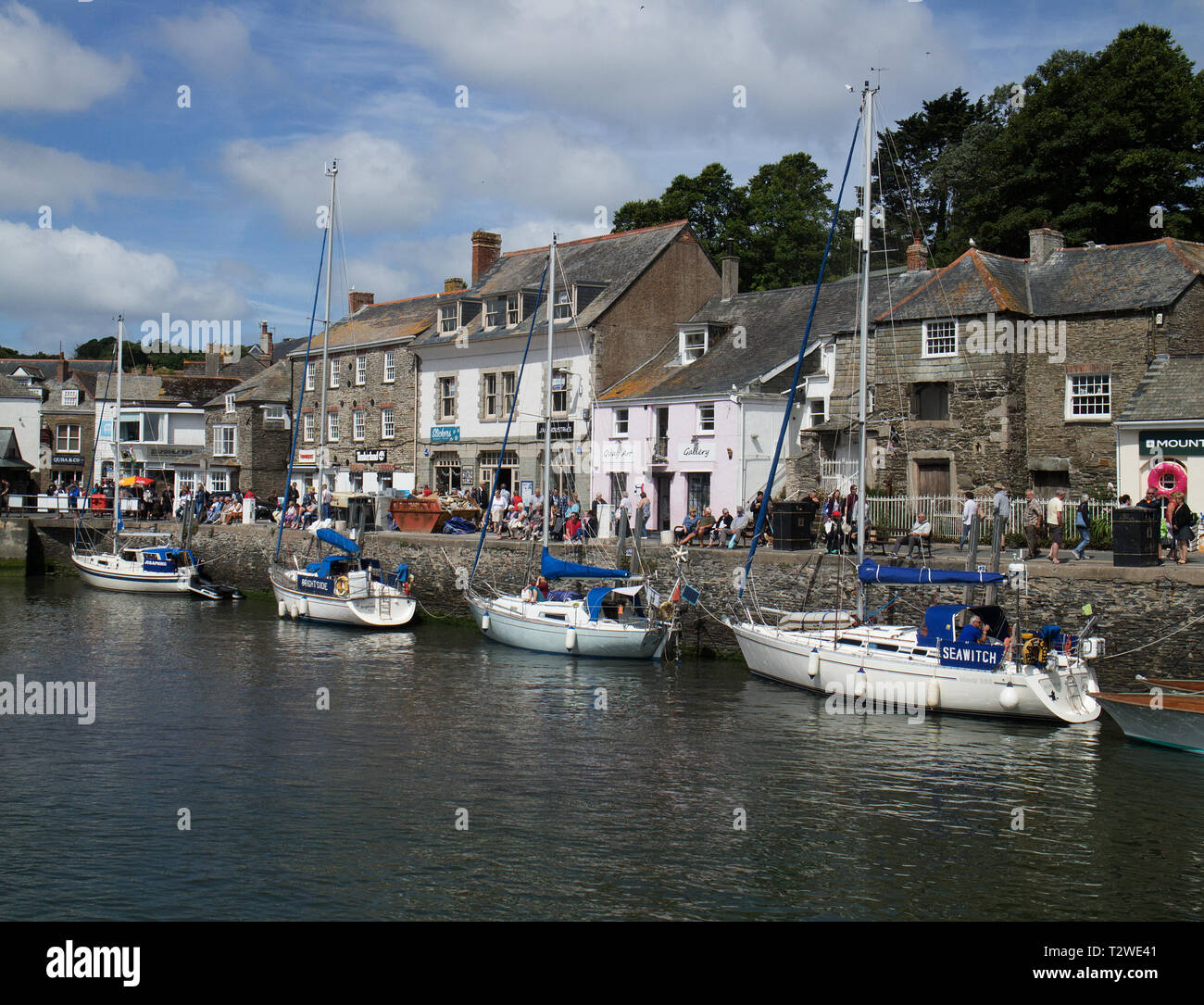Boats moored in  Padstow Harbour, North Cornwall Stock Photo