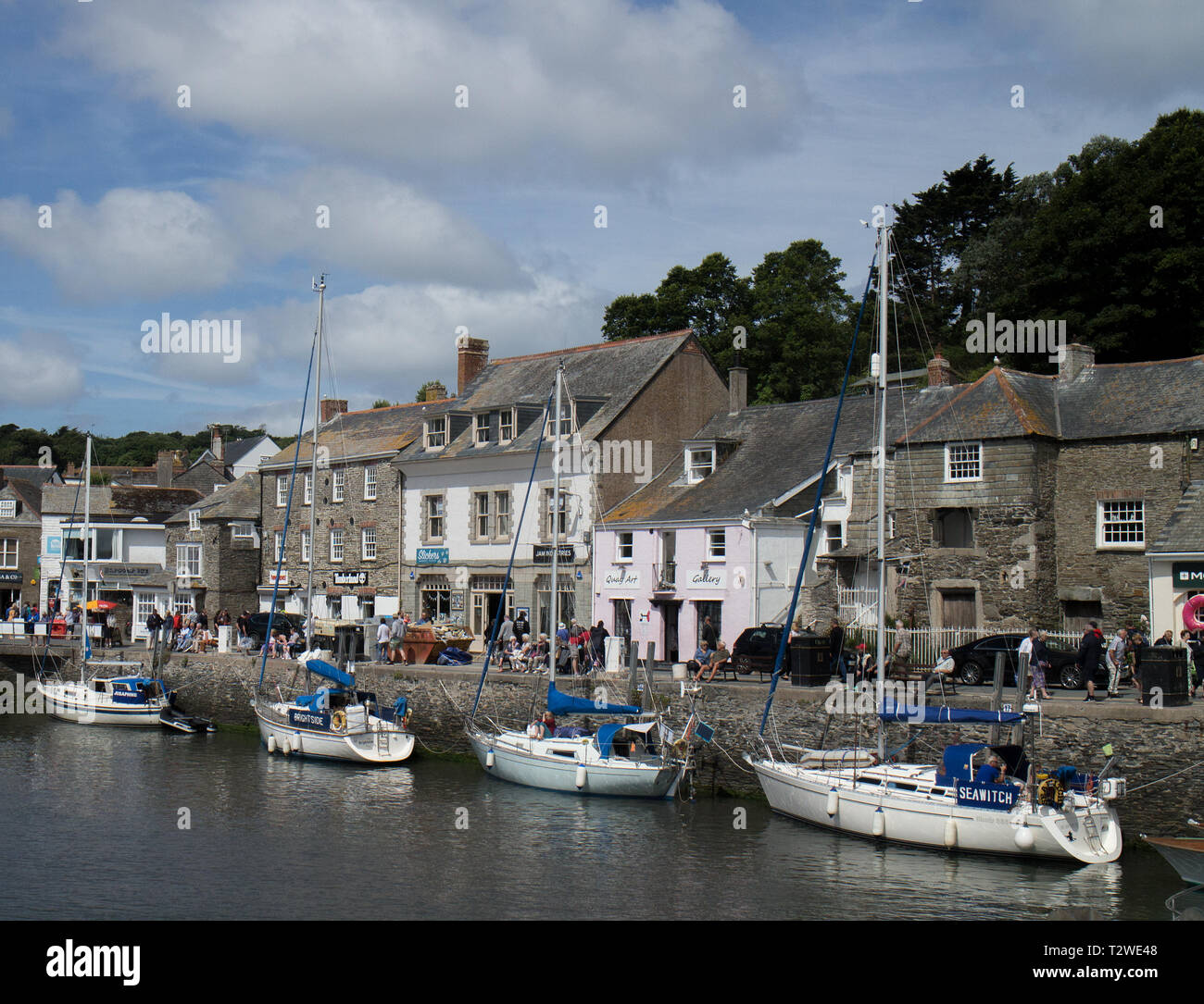 Boats moored in  Padstow Harbour, North Cornwall Stock Photo