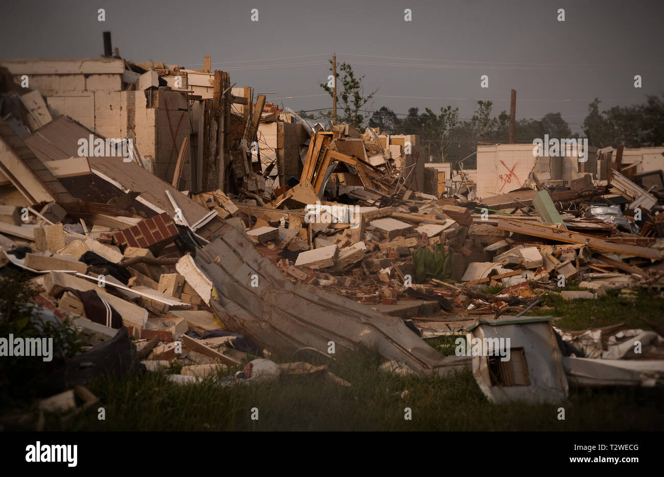 FEMA rescue team marks are spraypainted on the walls of apartments that were searched for