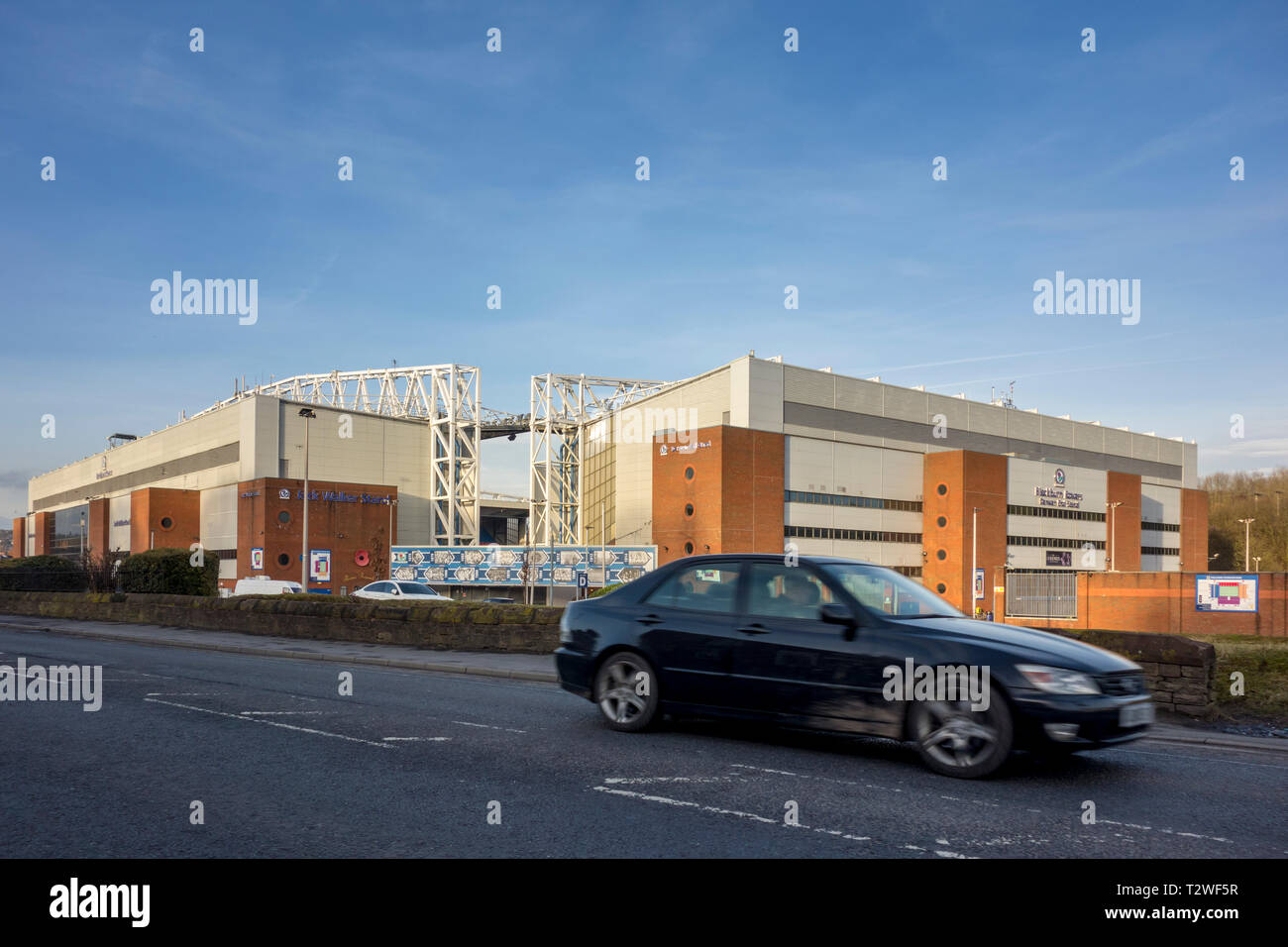 Blackburn Rovers football stadium, Ewood Park, Darwen End Stand, Blackburn, Lancashire, UK Stock Photo