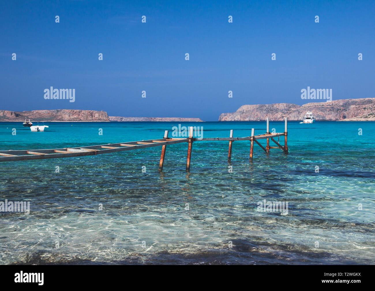 Lagoon balos known as blue lagoon, on the Crete Island, Greece Stock ...