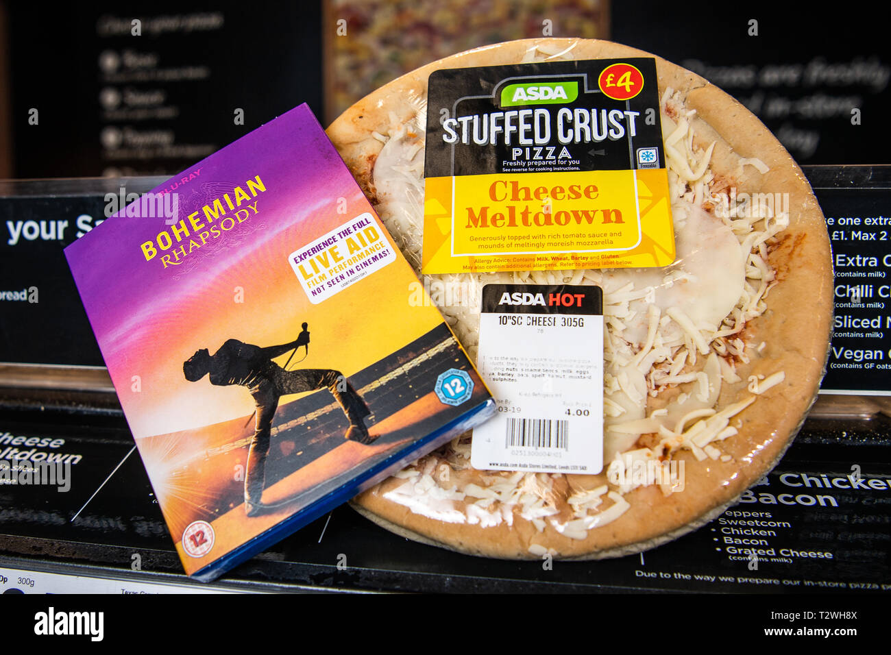 To celebrate the release of the hotly-anticipated, award-winning Bohemian  Rhapsody DVD, Asda is launching its new 'dough stop me now' promotion that  entitles customers to any pizza counter 10” stuffed crust for