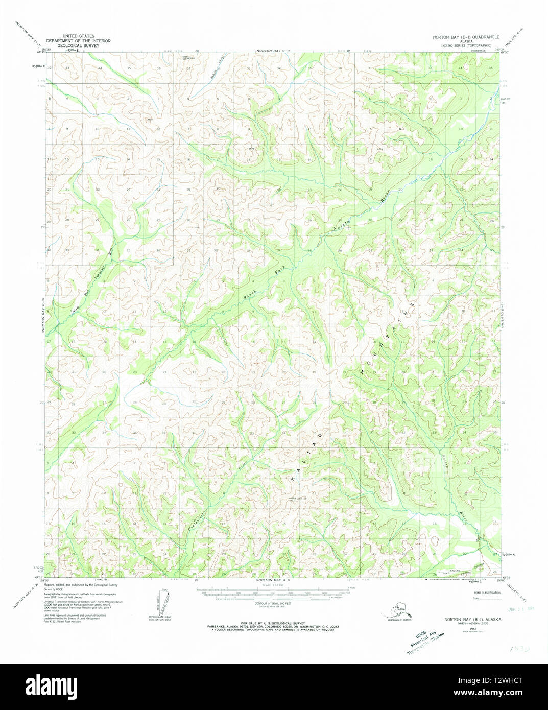 USGS TOPO Map Alaska AK Norton - Usgs Topo Map Alaska Ak Norton Bay B 1 358089 1952 63360 Restoration T2WHCT 