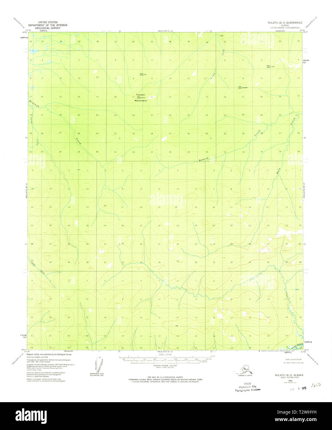 USGS TOPO Map Alaska AK Nulato B3 358141 1952 63360 Restoration Stock
