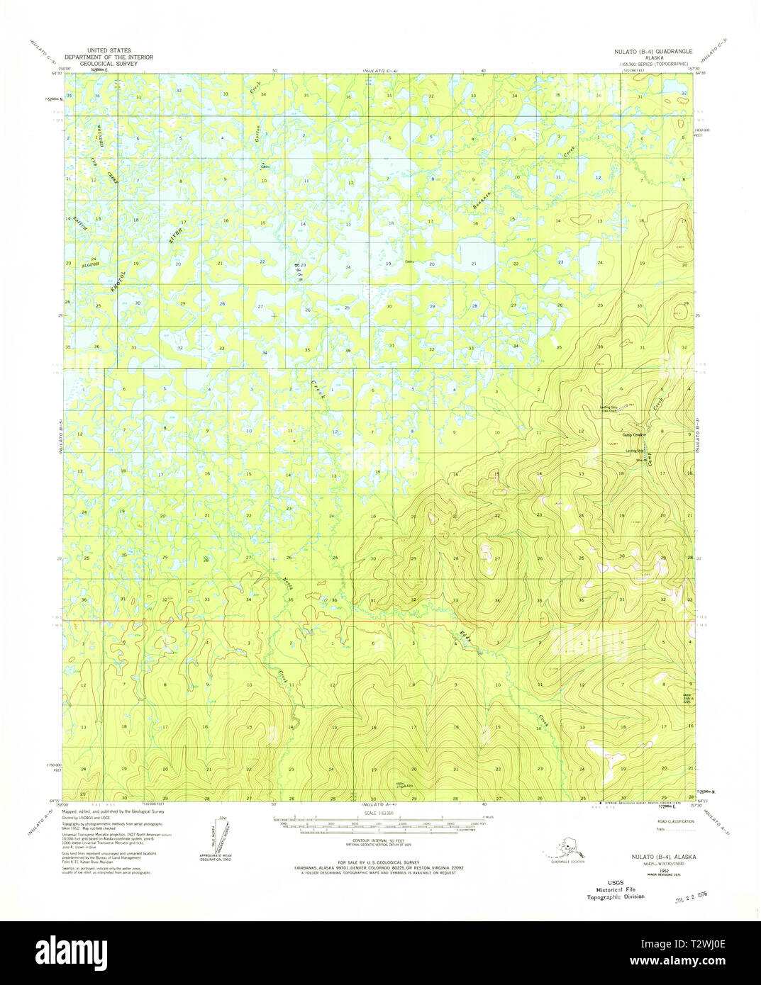 USGS TOPO Map Alaska AK Nulato - Usgs Topo Map Alaska Ak Nulato B 4 358143 1952 63360 Restoration T2WJ0E 