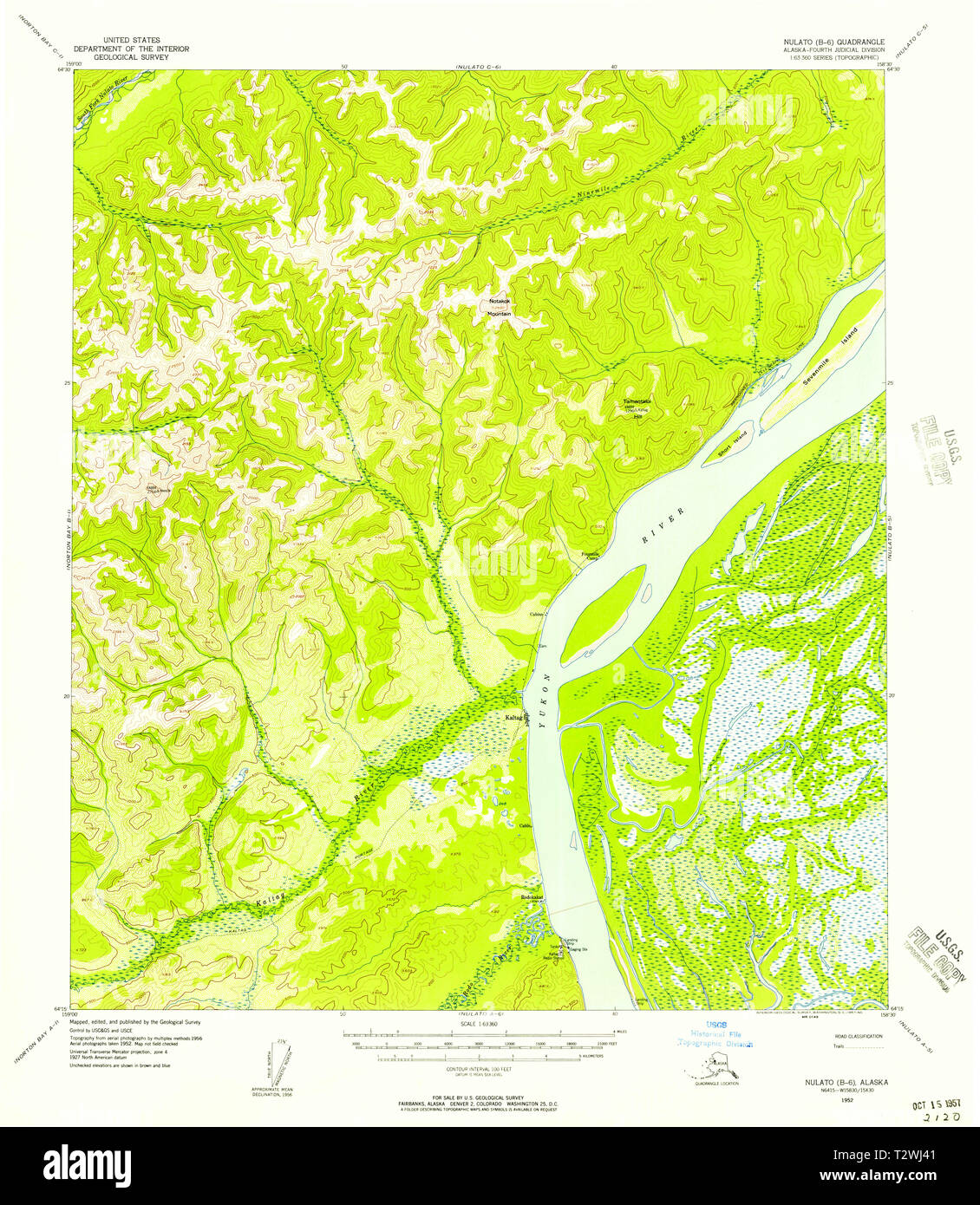 USGS TOPO Map Alaska AK Nulato - Usgs Topo Map Alaska Ak Nulato B 6 358147 1952 63360 Restoration T2WJ41 