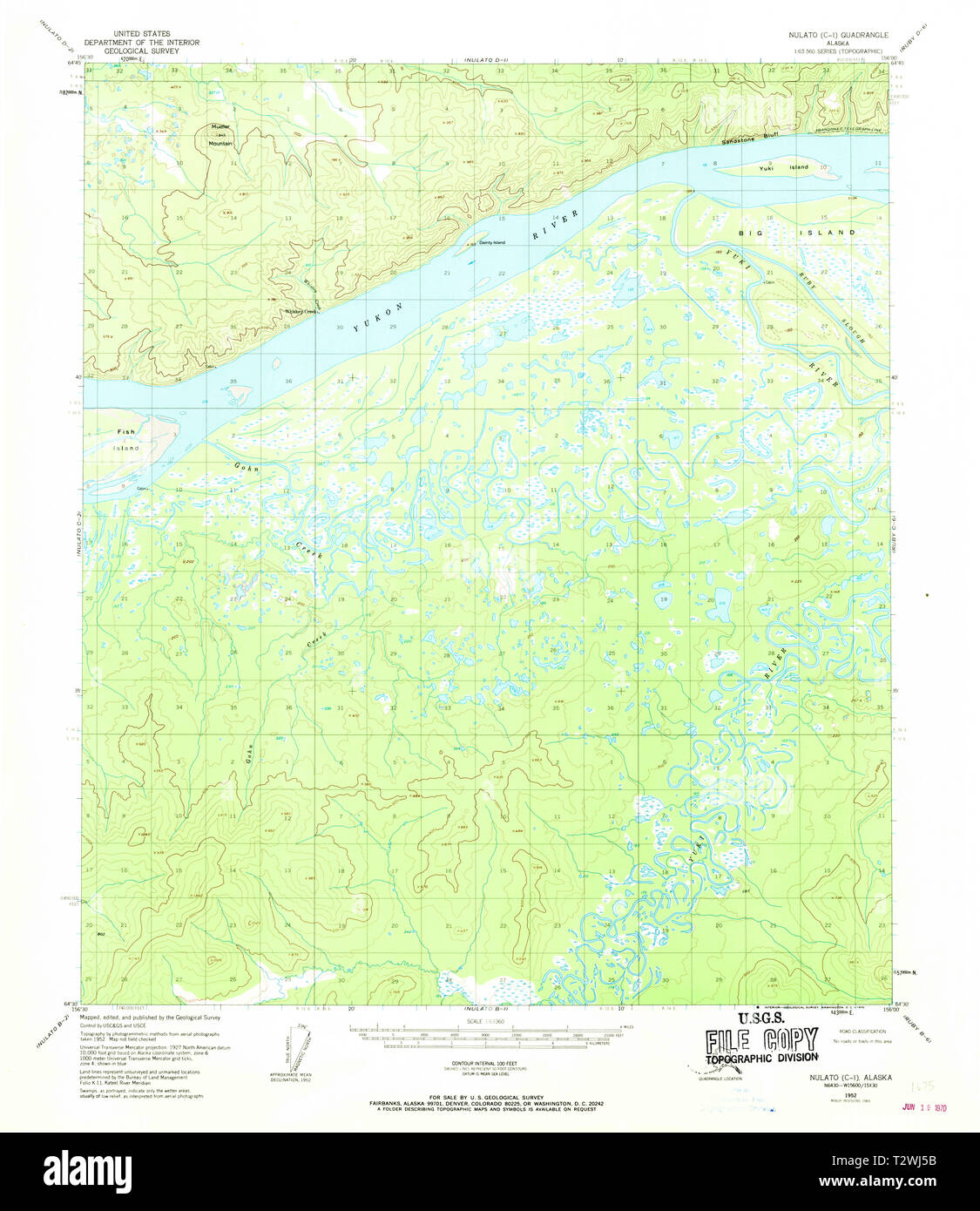USGS TOPO Map Alaska AK Nulato - Usgs Topo Map Alaska Ak Nulato C 1 358150 1952 63360 Restoration T2WJ5B