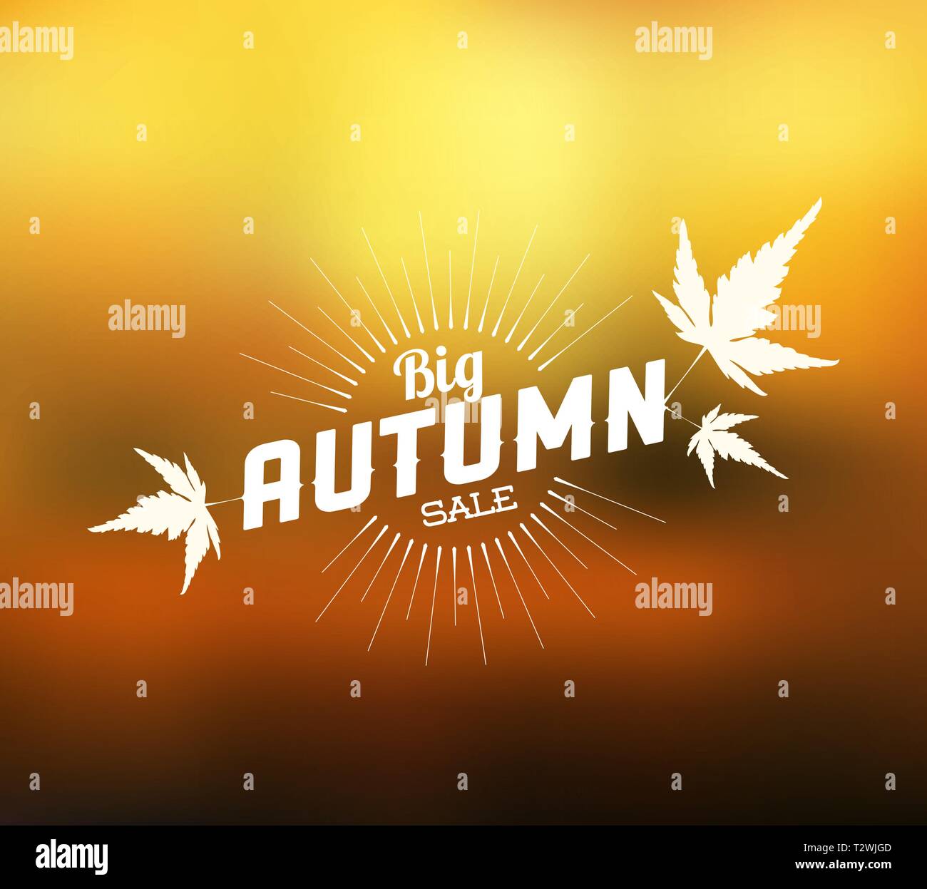 Retro Fall Poster Autumn sale vector retro poster with abstract blurred fall background ...