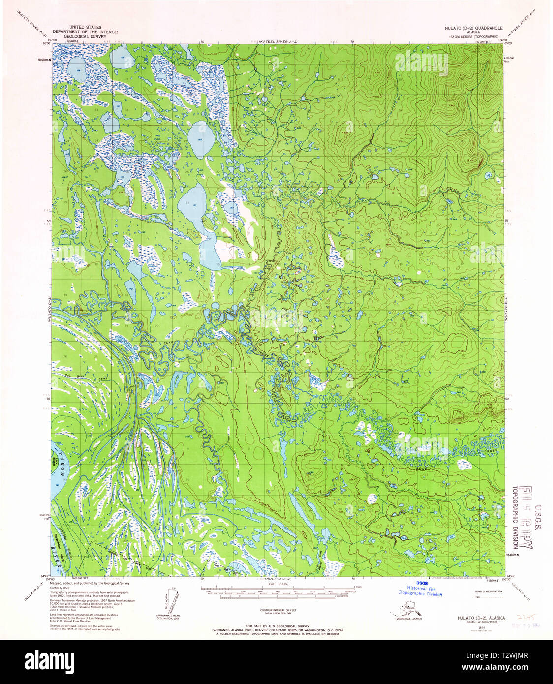 USGS TOPO Map Alaska AK Nulato - Usgs Topo Map Alaska Ak Nulato D 2 358171 1954 63360 Restoration T2WJMR 