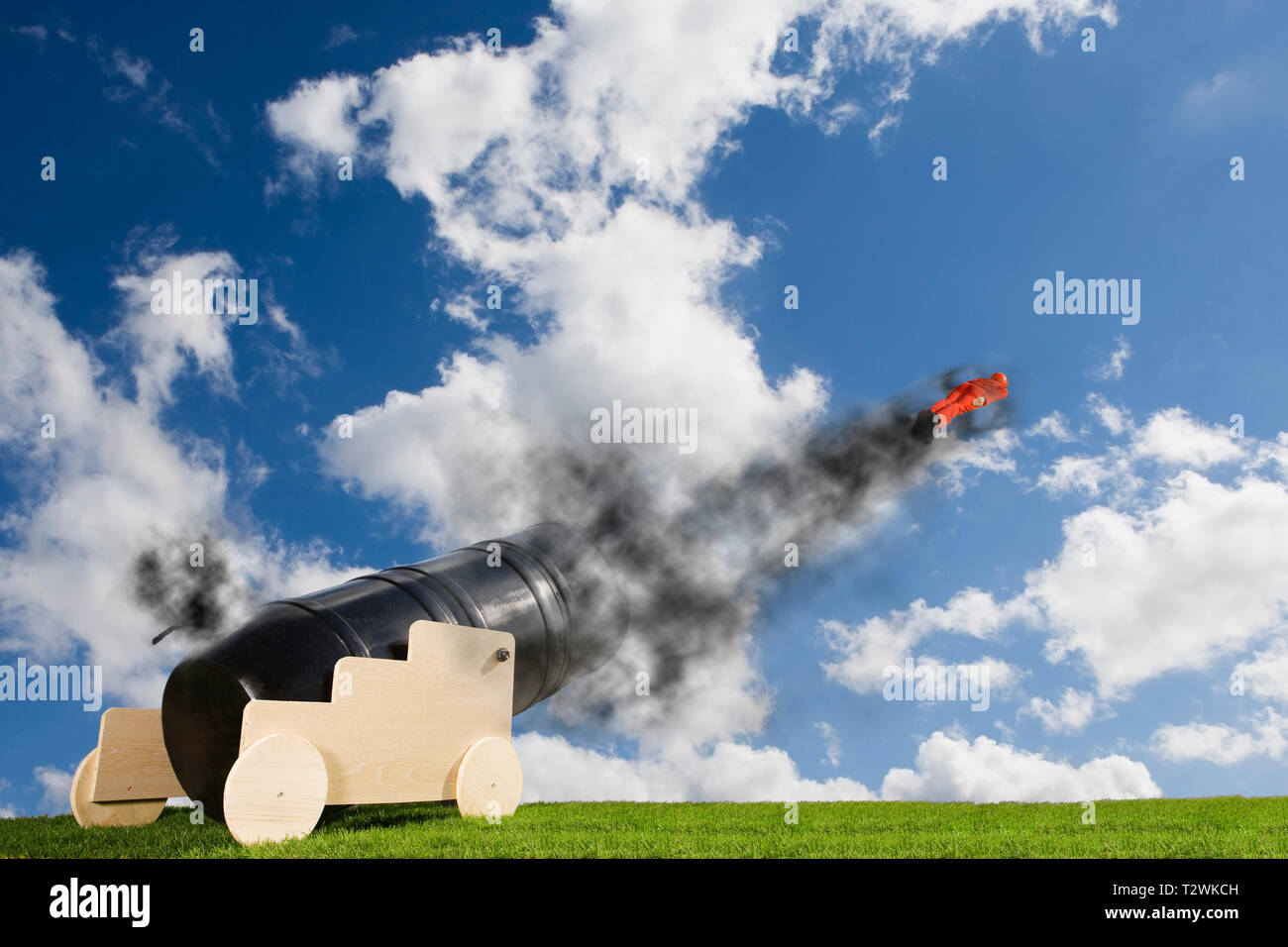 A human Cannonball taking off Stock Photo