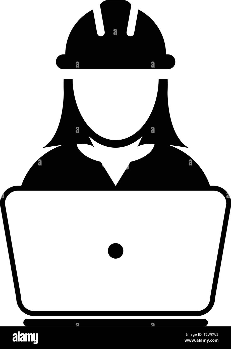 Worker icon vector female construction service person profile avatar ...