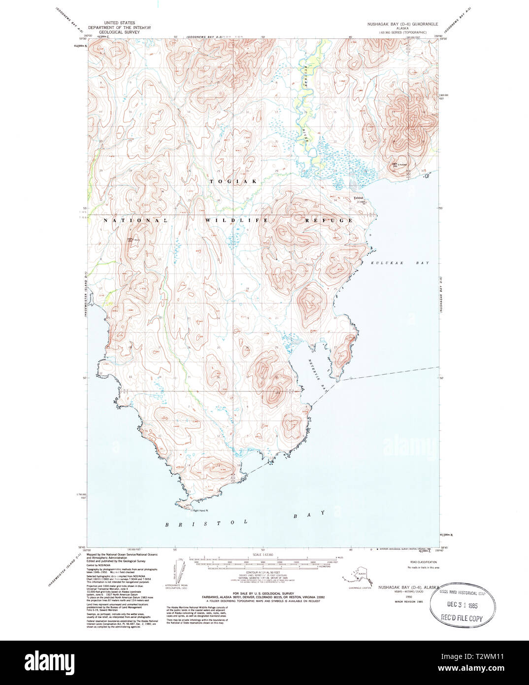 USGS TOPO Map Alaska AK Nushagak - Usgs Topo Map Alaska Ak Nushagak Bay D 6 358233 1950 63360 Restoration T2WM11 