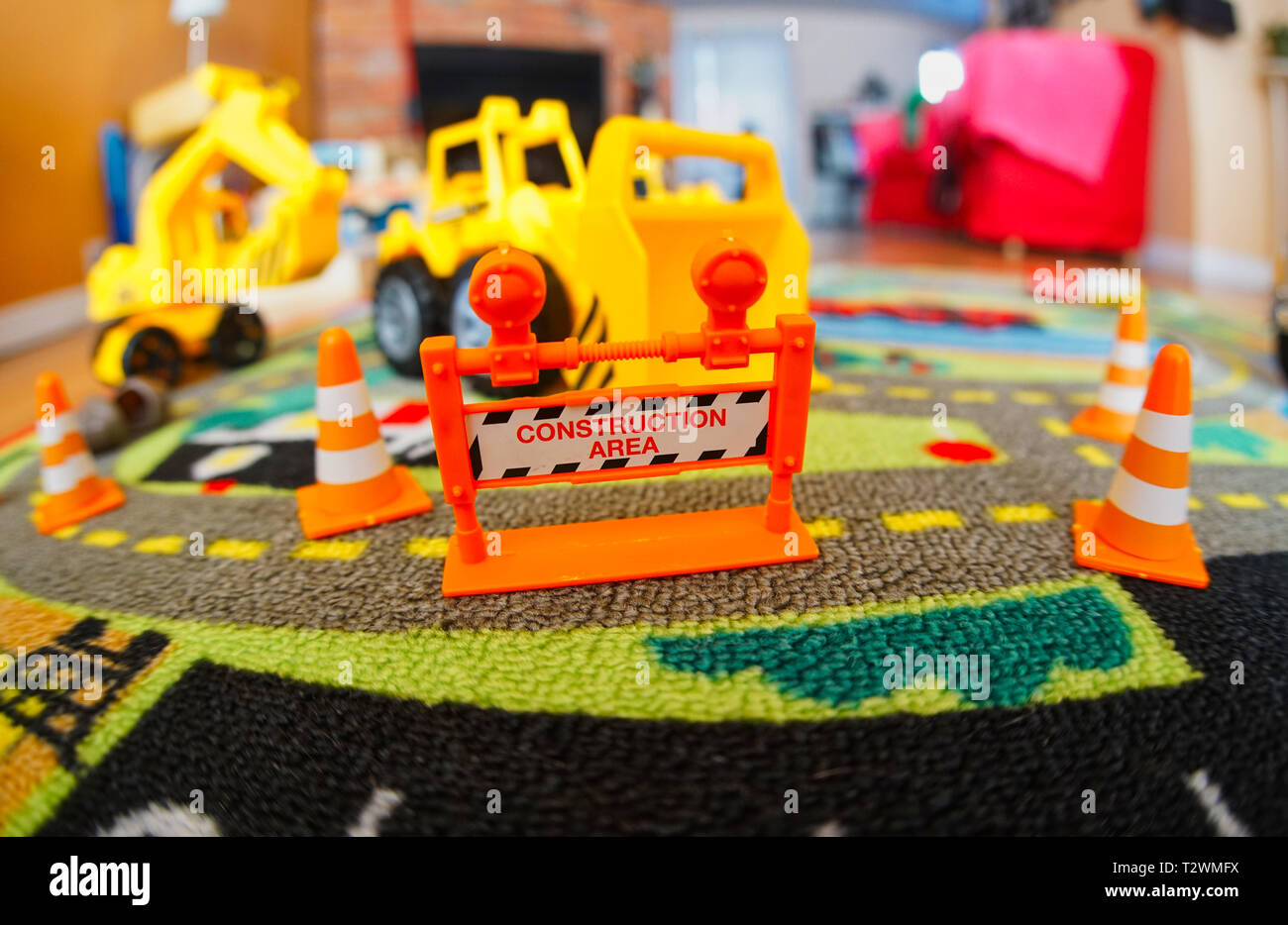 Montreal, Canada,April 1 2019.Child's toys on play carpet.Credit:Mario Beauregard/Alamy Live News Stock Photo