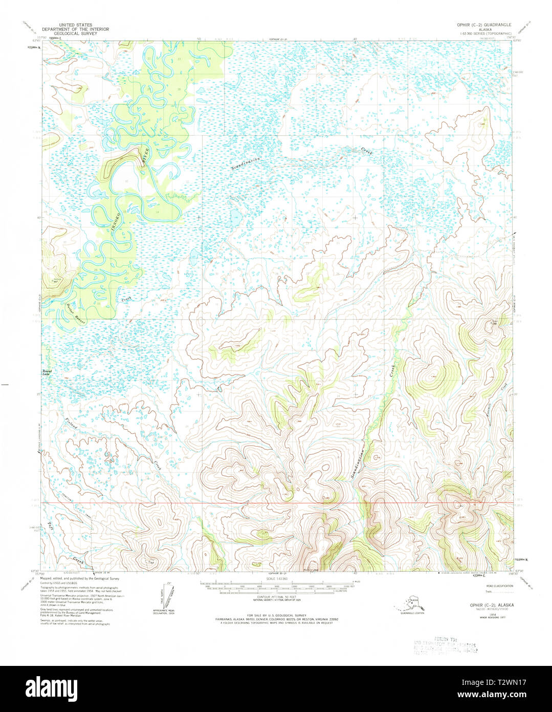 USGS TOPO Map Alaska AK Ophir C 2 - Usgs Topo Map Alaska Ak Ophir C 2 358265 1954 63360 Restoration T2WN17