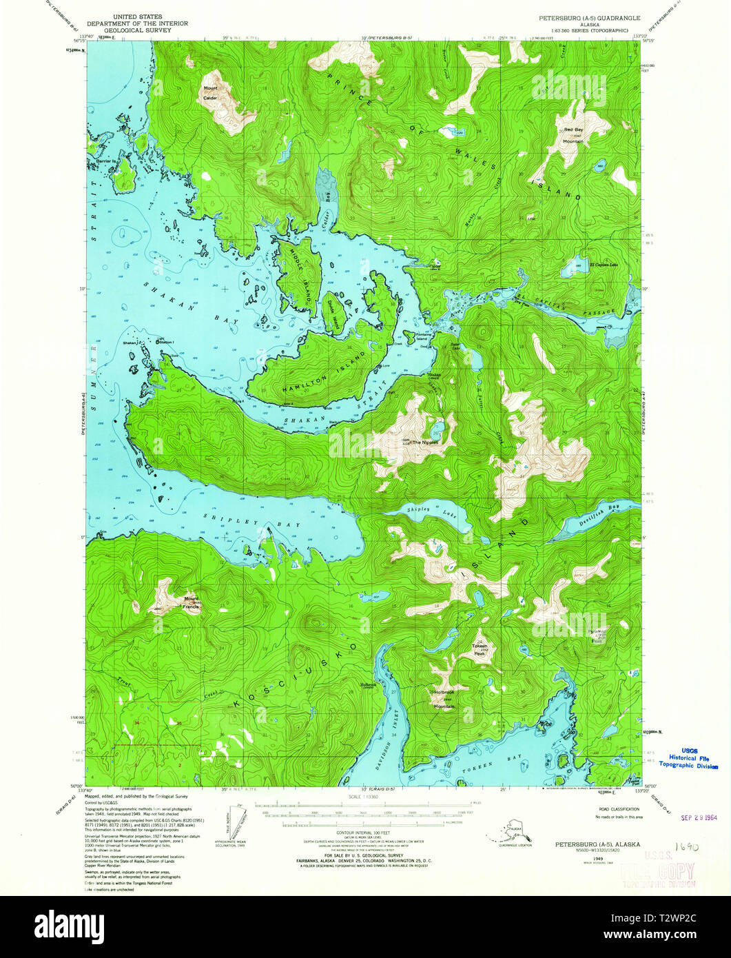 USGS TOPO Map Alaska AK Petersburg - Usgs Topo Map Alaska Ak Petersburg A 5 358304 1949 63360 Restoration T2WP2C 