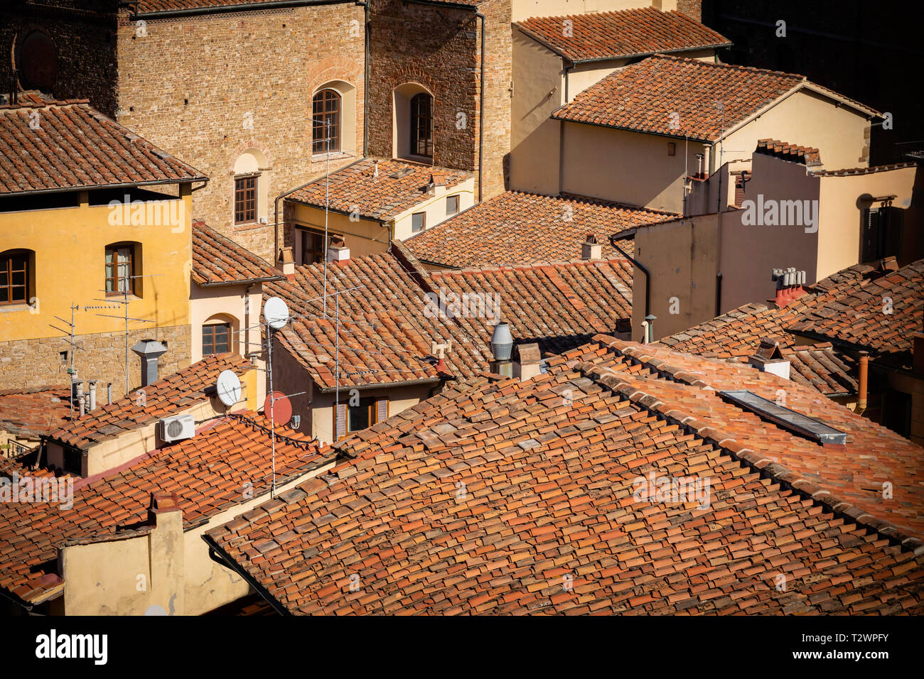 Tiled rooftops in Florence, Tuscany, Italy. Picture date: Sunday February 24, 2019. Photograph by Christopher Ison © Stock Photo