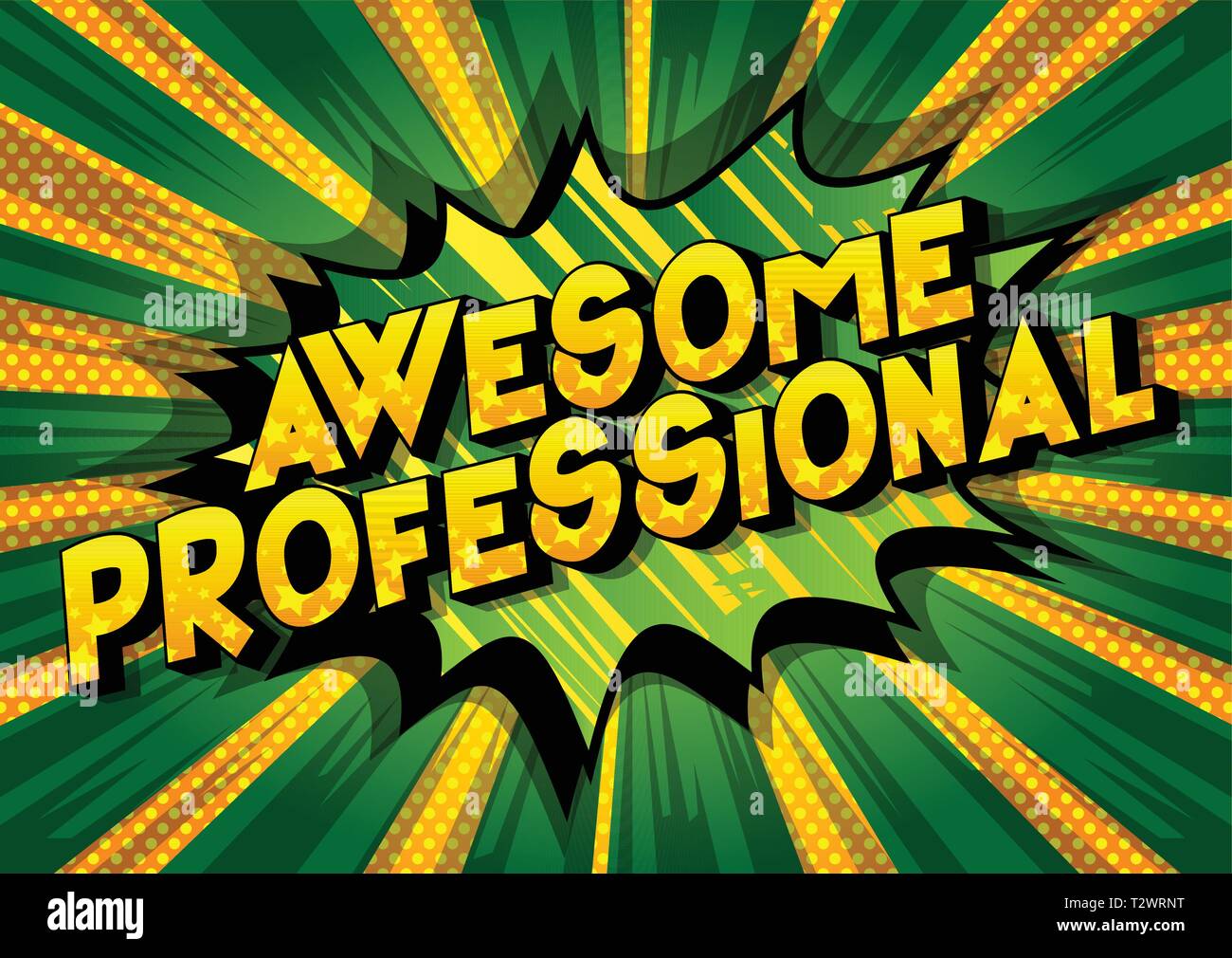 Awesome Professional - Vector illustrated comic book style phrase on abstract background. Stock Vector