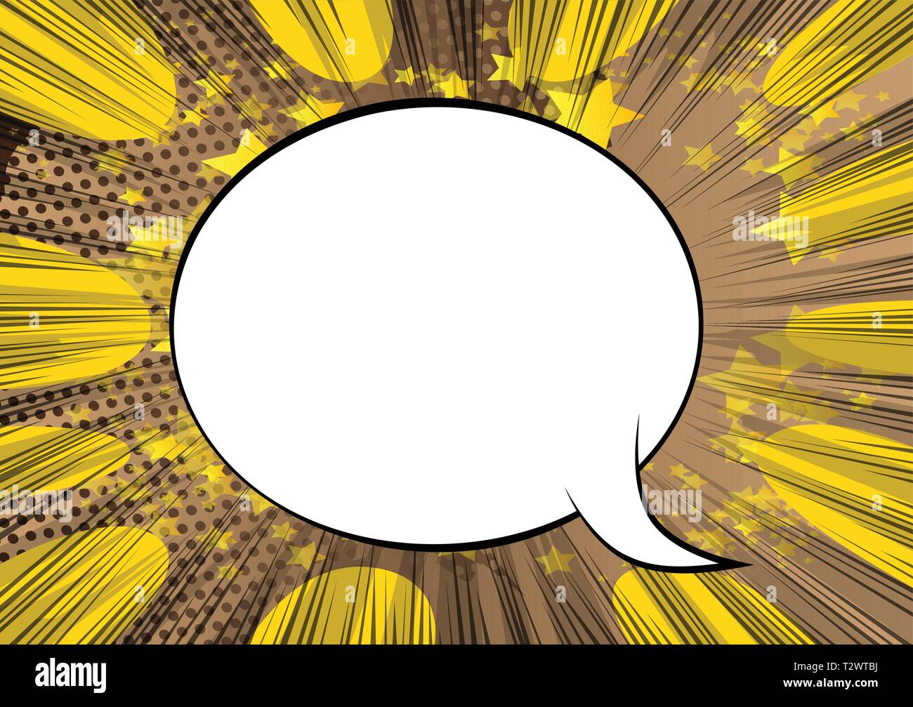 Vector illustrated retro comic book background with big blank speech ...