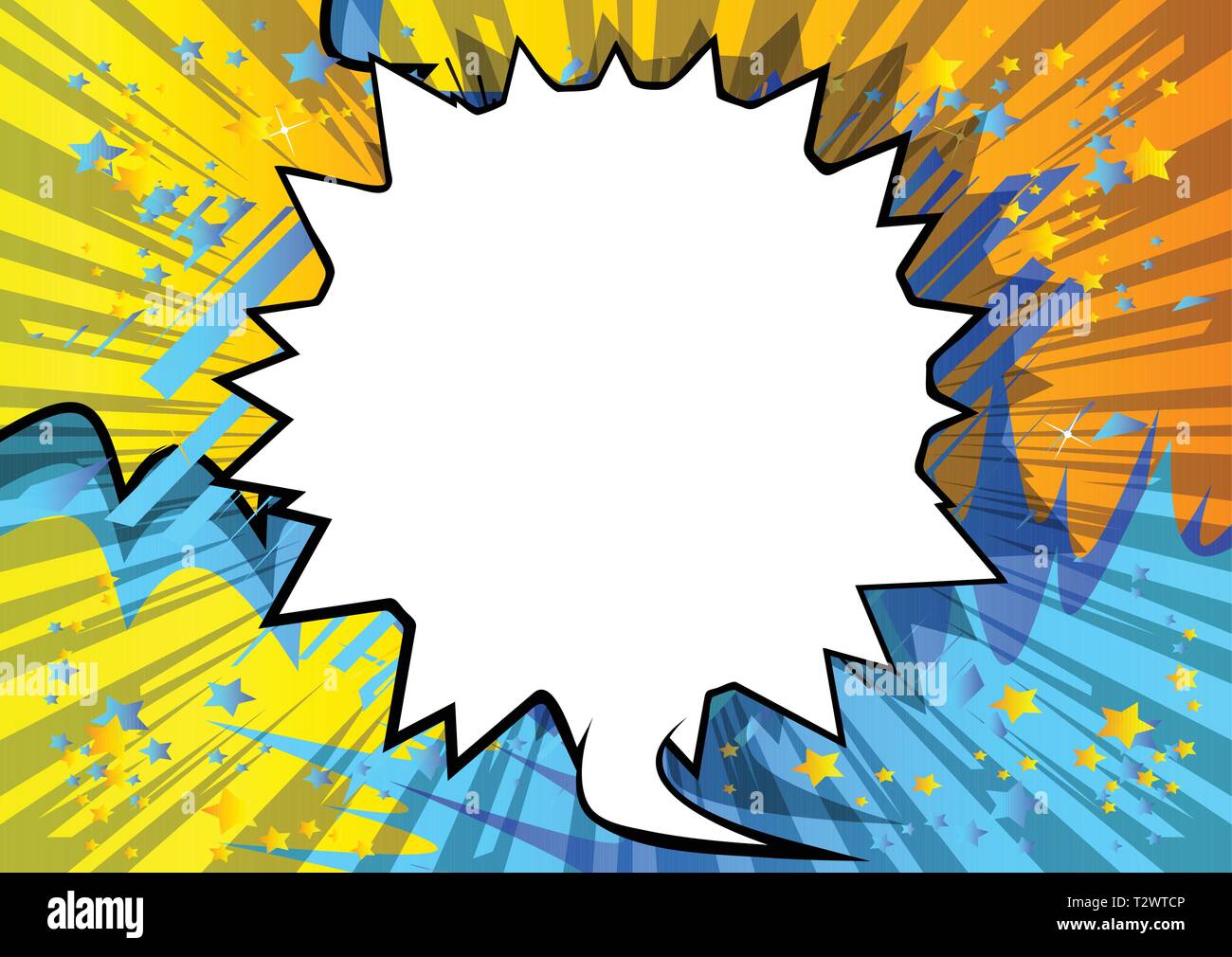 Vector illustrated retro comic book background with big blank speech ...
