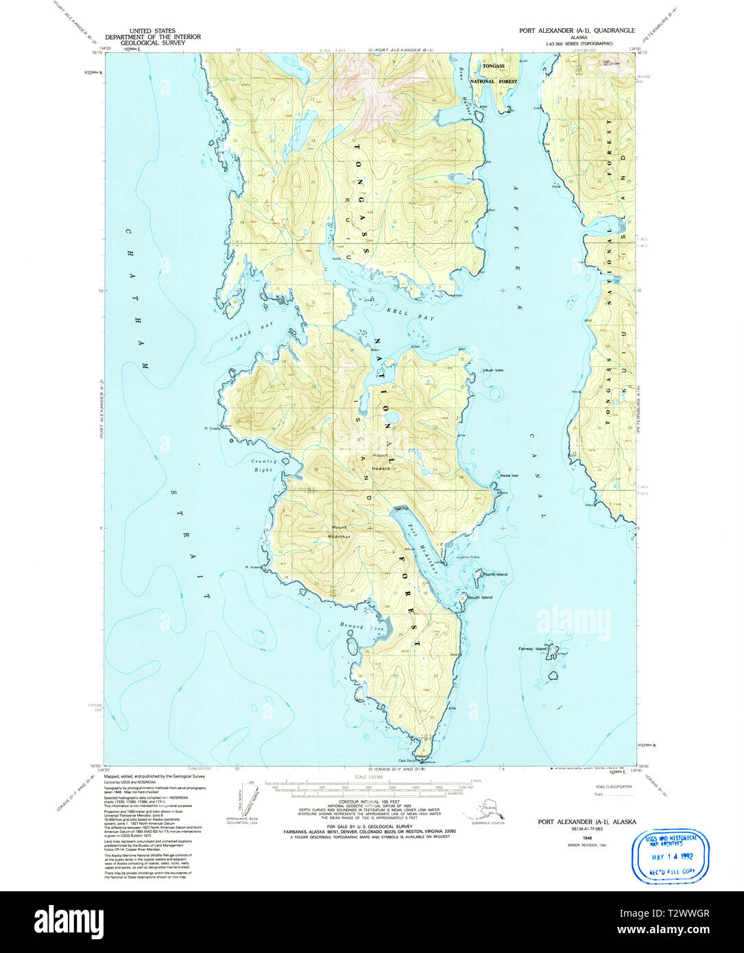 USGS TOPO Map Alaska AK Port Alexander A1 358454 1948 63360