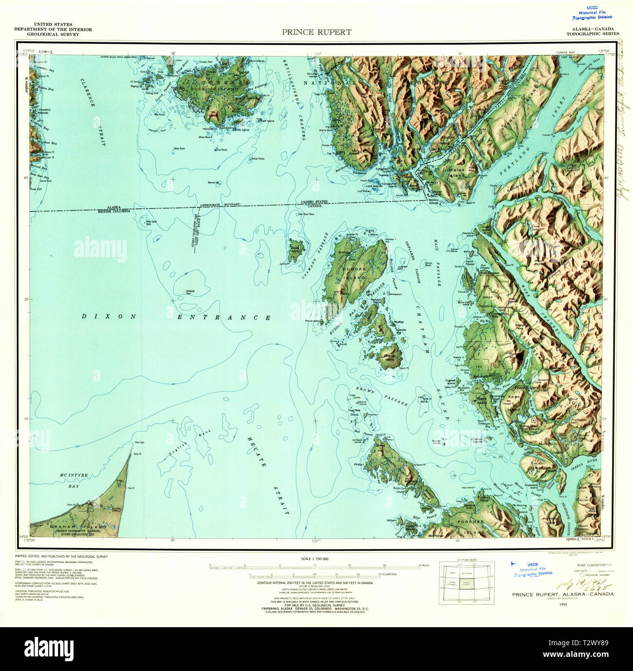 USGS TOPO Map Alaska AK Prince Rupert 361332 1959 250000 Restoration