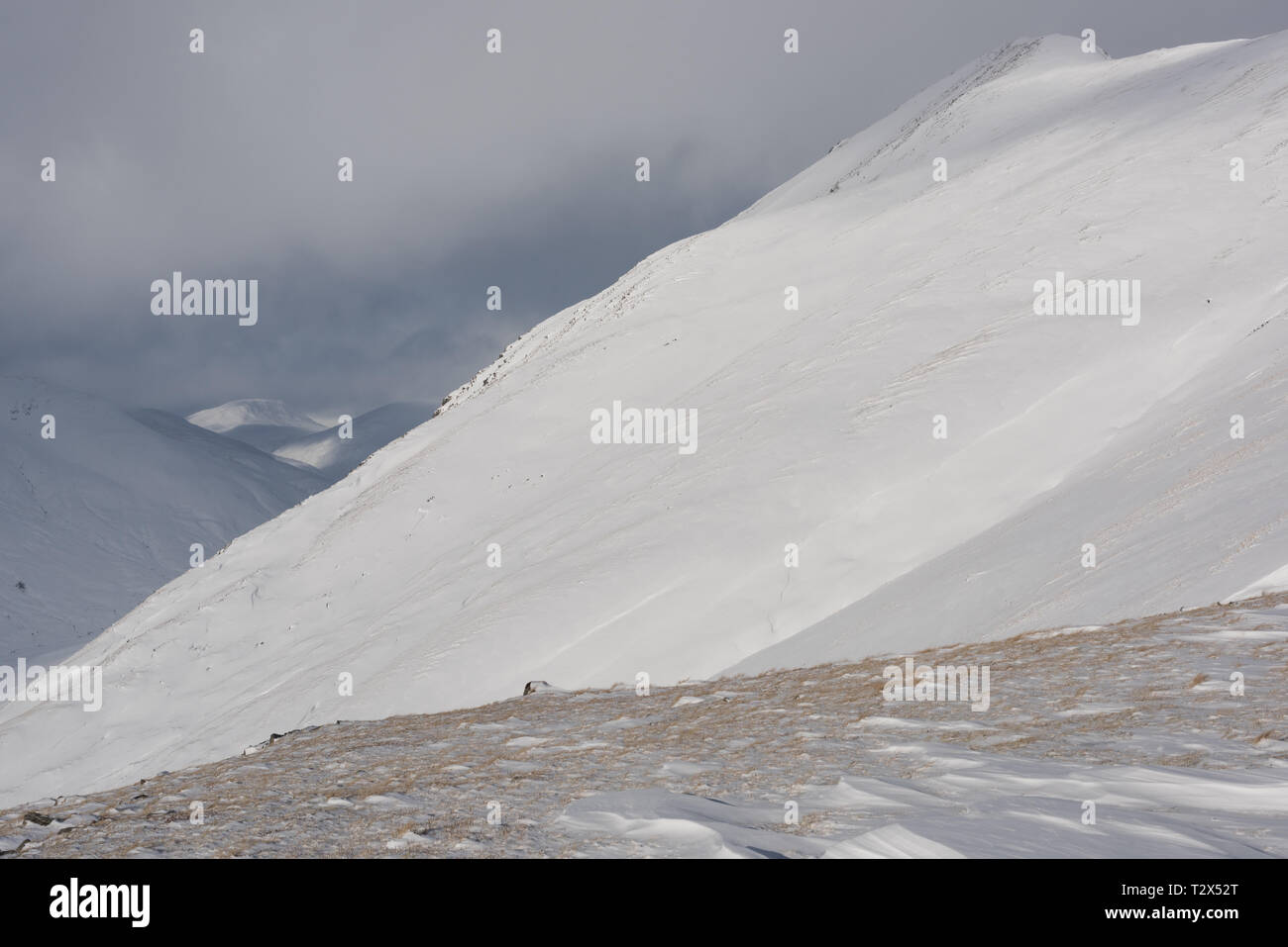 Scottish mountains in snow: western slopes of A' Chraileag, Scotland Stock Photo