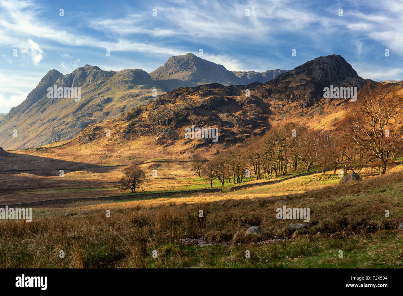 Langdale Pikes is one of many beautiful destinations in the English Lake District and particularly popular with fell walkers and climbers. Stock Photo