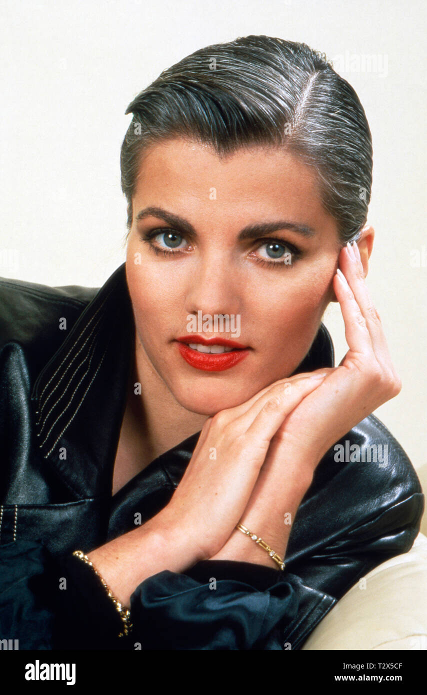 Birgit Schrowange, deutsche Fernsehmoderatorin, ca. 1991. German TV  presenter Birgit Schrowange, ca. 1991 Stock Photo - Alamy