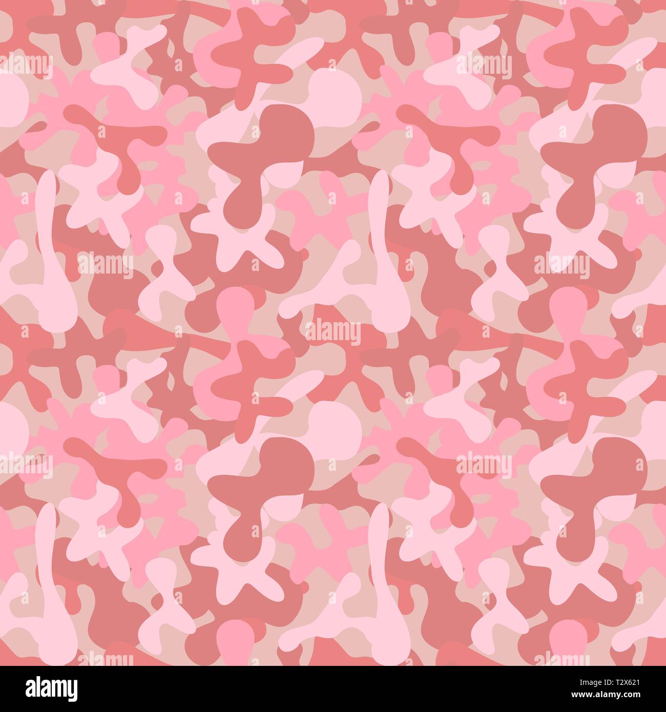 Pink and red abstract camouflage, seamless pattern Stock Vector