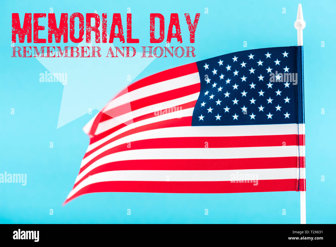 american flag with memorial day, remember and honor lettering isolated ...