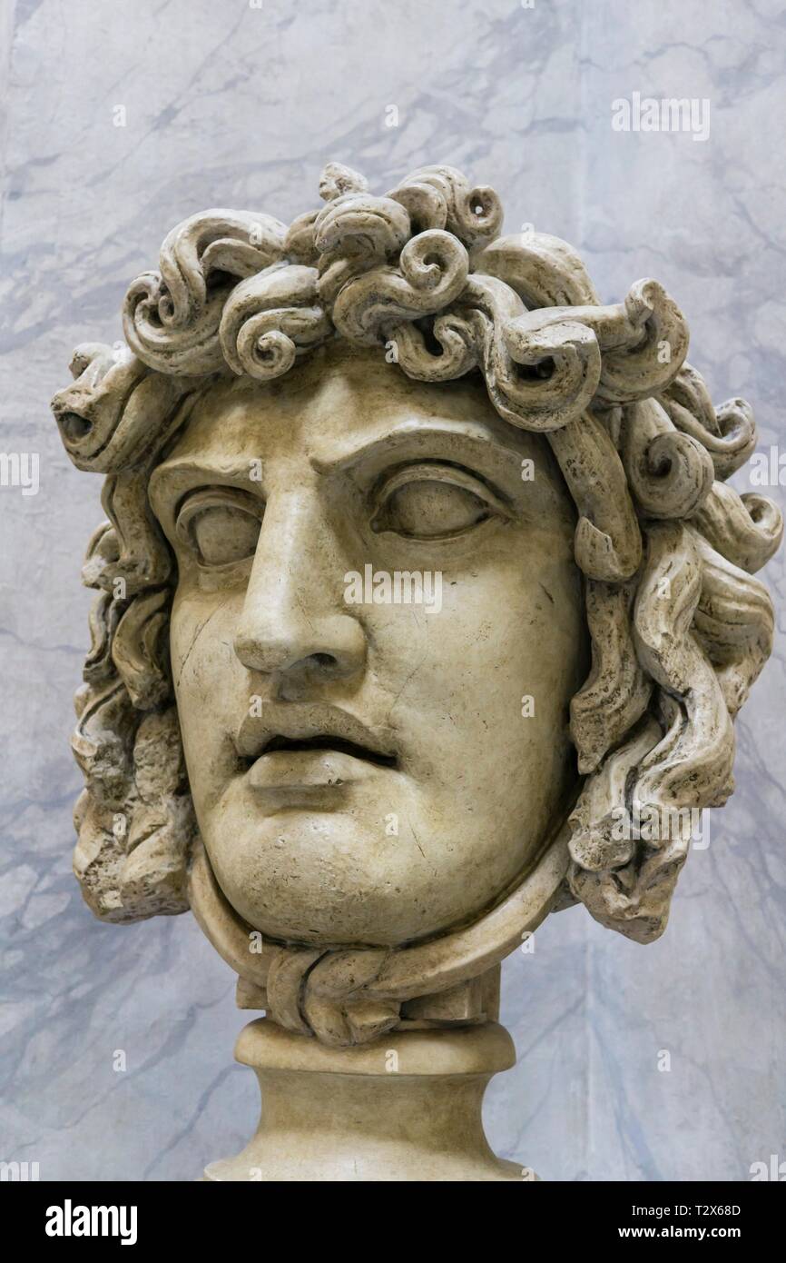 Head of Medusa. The New Wing (Braccio Nuovo) of the Chiaramonti Museum, Vatican museum, Vatican city, Rome, Italy. Stock Photo