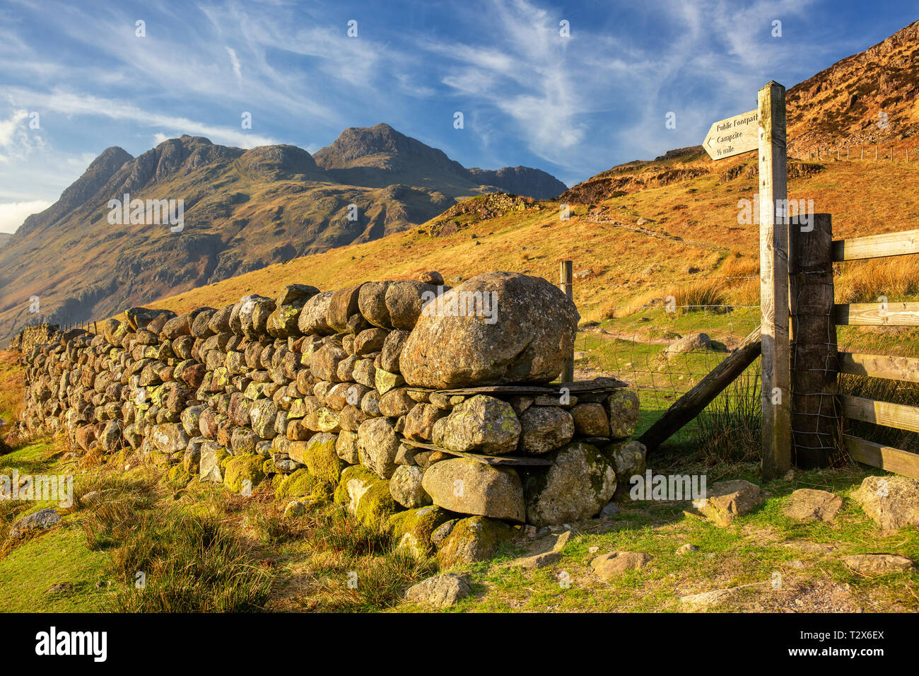 Langdale Pikes is one of many beautiful destinations in the English Lake District and particularly popular with fell walkers and climbers. Stock Photo