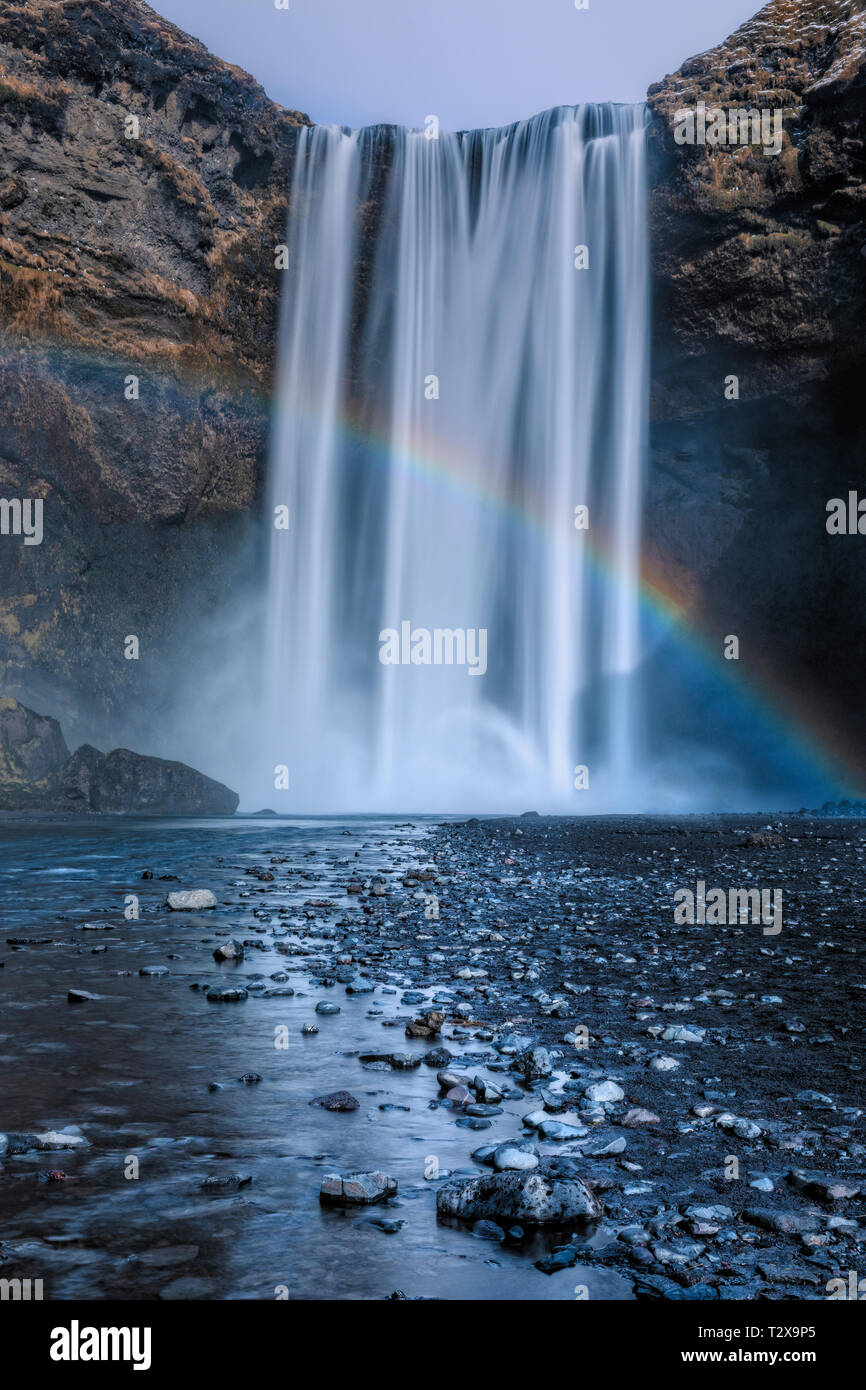 Skogafoss, Sudurland, Iceland, Europe Stock Photo