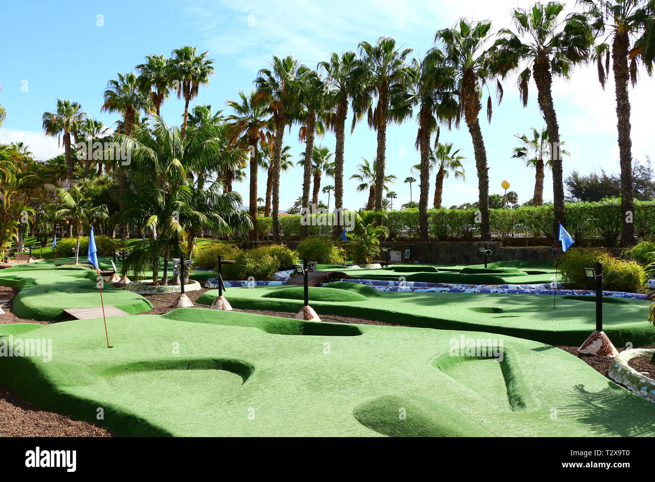 Landschaft in einer Ferienanlage in Maspalomas auf Gran Canaria Stock Photo
