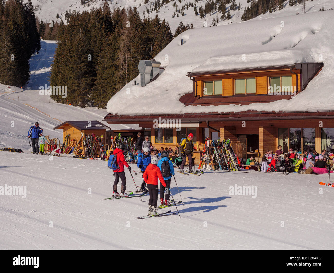 winter sports, alp  Untermarkter Alm, skiing area Hochimst, Imst, Tyrol, Austria, Europe Stock Photo