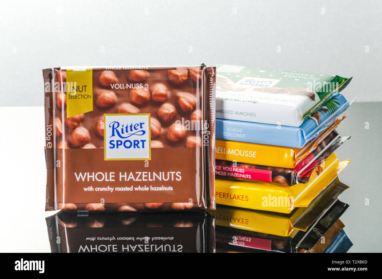 Variety of Ritter Sport chocolate bars Stock Photo Alamy