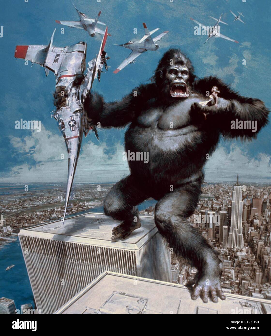 GORILLA, AIROPLANES, ARTWORK, KING KONG, 1976 Stock Photo